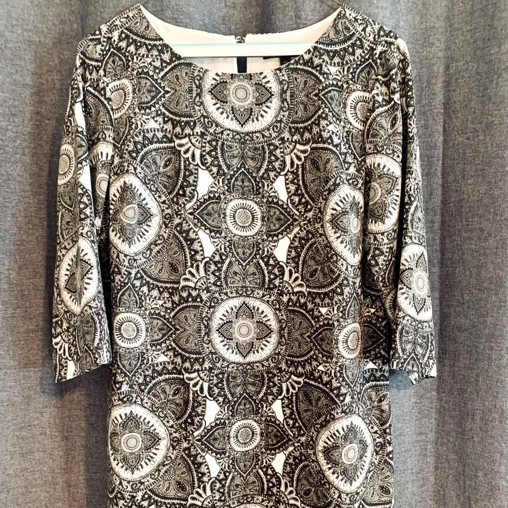 Black and white shift dress